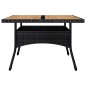 vidaXL Juego comedor jardín 9 pzas madera maciza ratán sintético negro