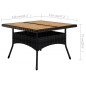 vidaXL Juego comedor jardín 9 pzas madera maciza ratán sintético negro