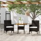 vidaXL Set de bistró jardín 3 pzas ratán sintético madera maciza negro vidaXL Set de bistró jardín 3 pzas ratán sintético madera maciza negro