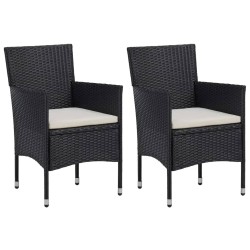 vidaXL Set comedor jardín 3 pzas ratán sintético madera maciza negro