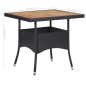 vidaXL Set comedor jardín 3 pzas ratán sintético madera maciza negro vidaXL Set comedor jardín 3 pzas ratán sintético madera maciza negro