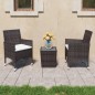 vidaXL Set de bistró de jardín 3 pzas ratán PE vidrio templado marrón vidaXL Set de bistró de jardín 3 pzas ratán PE vidrio templado marrón