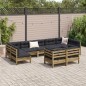 vidaXL Set de sofás jardín 9 pzas con cojines madera pino impregnada