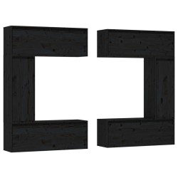 vidaXL Muebles para TV 6 piezas madera maciza de pino negro