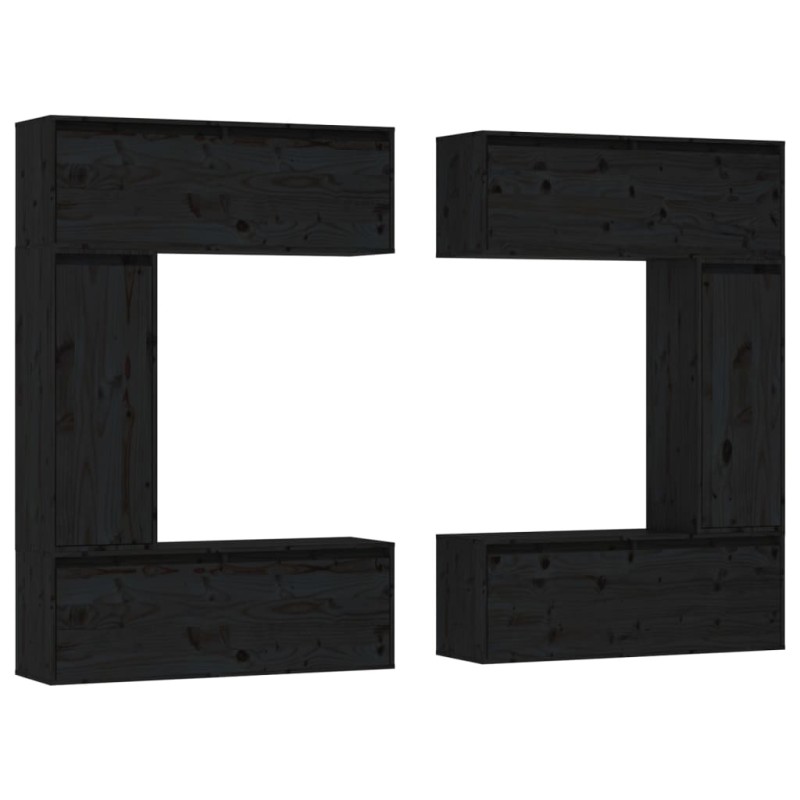 vidaXL Muebles para TV 6 piezas madera maciza de pino negro