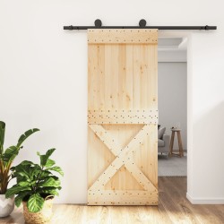vidaXL Puerta corredera con herrajes madera maciza de pino 85x210 cm