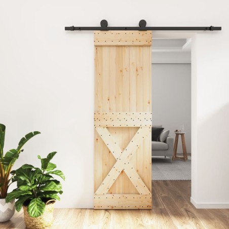 vidaXL Puerta corredera con herrajes madera maciza de pino 70x210 cm
