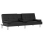 vidaXL Sofá cama con portavasos cuero sintético negro vidaXL Sofá cama con portavasos cuero sintético negro