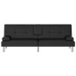 vidaXL Sofá cama con portavasos cuero sintético negro vidaXL Sofá cama con portavasos cuero sintético negro