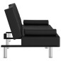 vidaXL Sofá cama con portavasos cuero sintético negro vidaXL Sofá cama con portavasos cuero sintético negro