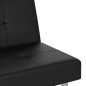 vidaXL Sofá cama con portavasos cuero sintético negro vidaXL Sofá cama con portavasos cuero sintético negro