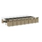 vidaXL Set comedor de jardín 17 pzas con cojines ratán sintético beige vidaXL Set comedor de jardín 17 pzas con cojines ratán sintético beige