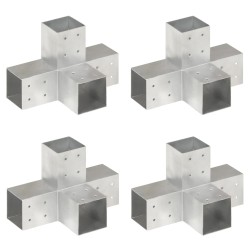vidaXL Conectores de postes en X 4 uds metal galvanizado 81x81 mm