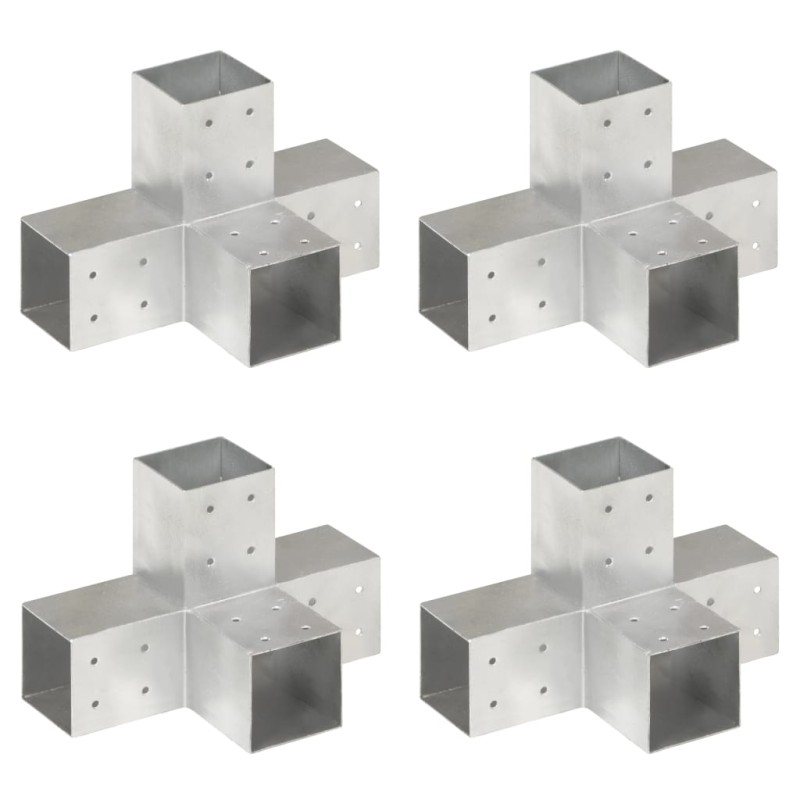 vidaXL Conectores de postes en X 4 uds metal galvanizado 81x81 mm vidaXL Conectores de postes en X 4 uds metal galvanizado 81x81 mm