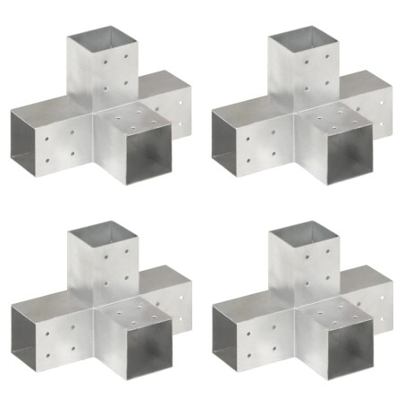 vidaXL Conectores de postes en X 4 uds metal galvanizado 81x81 mm