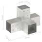 vidaXL Conectores de postes en X 4 uds metal galvanizado 81x81 mm vidaXL Conectores de postes en X 4 uds metal galvanizado 81x81 mm