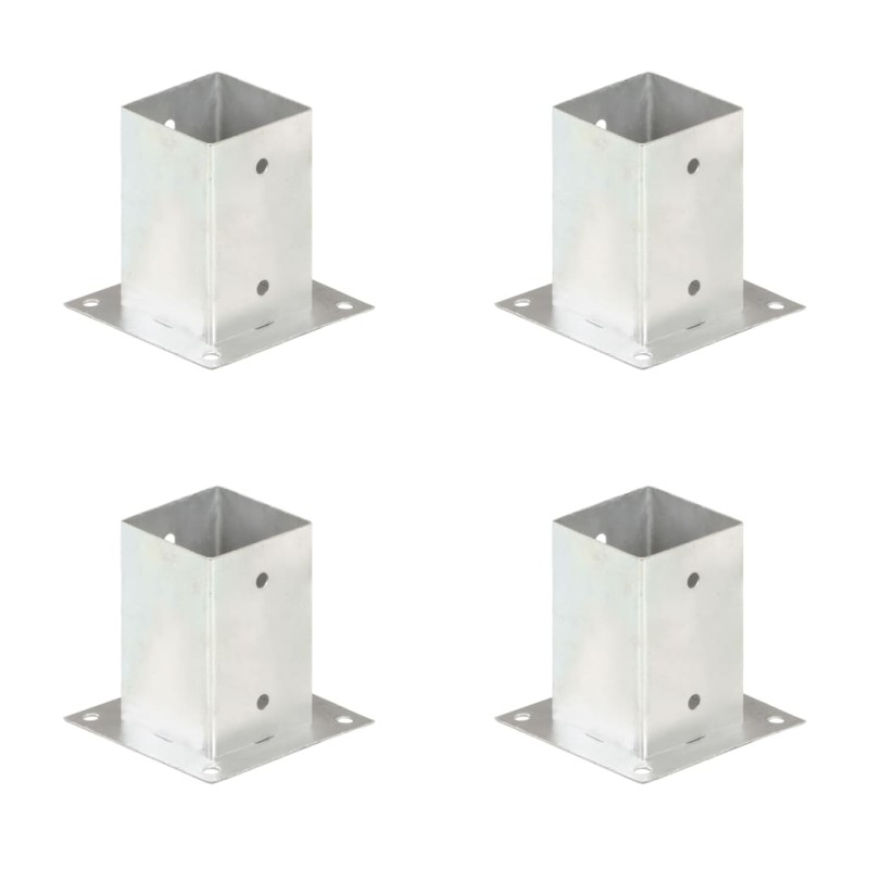 vidaXL Anclajes para postes 4 unidades metal galvanizados 91 mm vidaXL Anclajes para postes 4 unidades metal galvanizados 91 mm