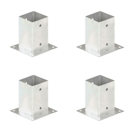 vidaXL Anclajes para postes 4 unidades metal galvanizados 91 mm