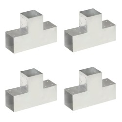 vidaXL Conectores de postes en T 4 uds metal galvanizado 101x101 mm