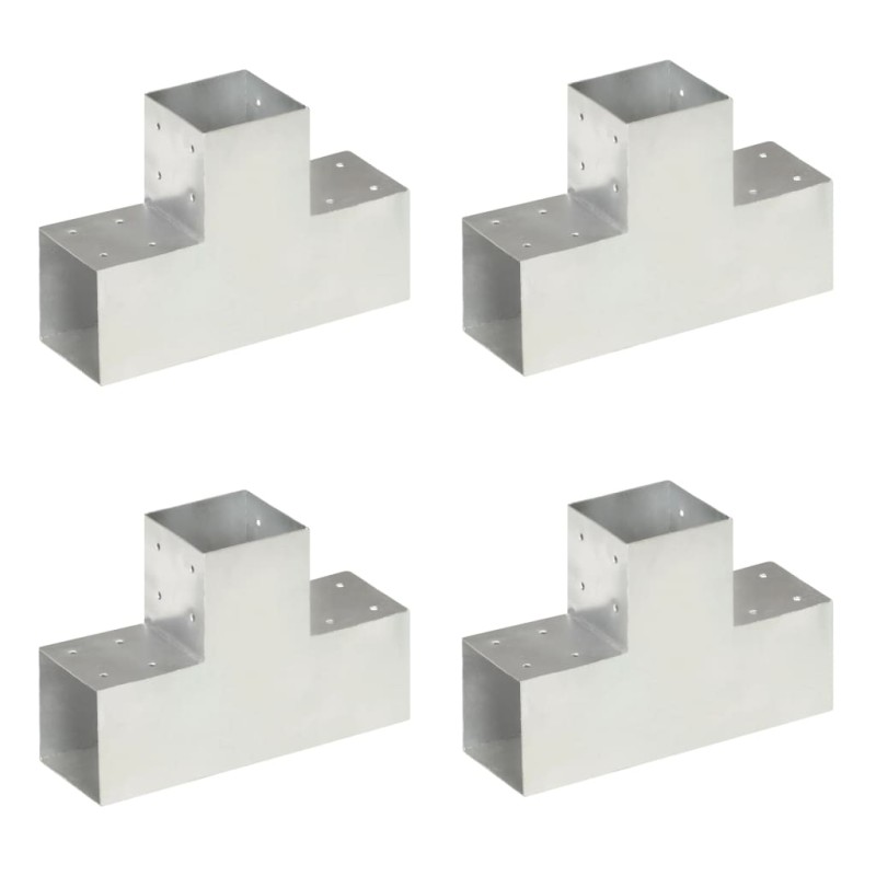 vidaXL Conectores de postes en T 4 uds metal galvanizado 101x101 mm vidaXL Conectores de postes en T 4 uds metal galvanizado 101x101 mm