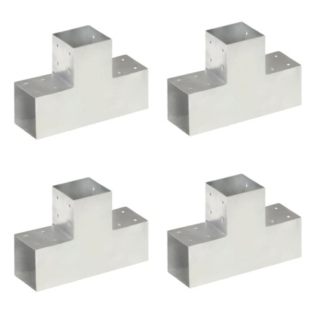 vidaXL Conectores de postes en T 4 uds metal galvanizado 101x101 mm