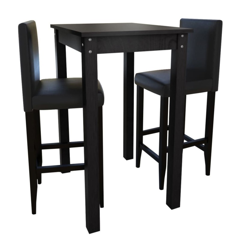 vidaXL Mesa de bar con 2 sillas de barra negras vidaXL Mesa de bar con 2 sillas de barra negras