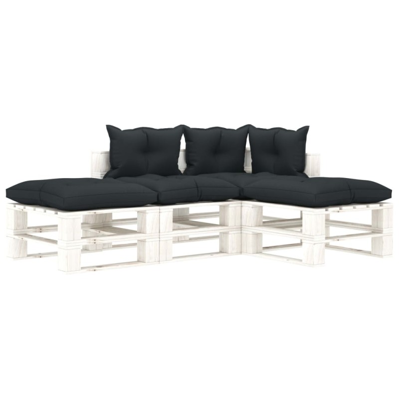 vidaXL Muebles de palets de jardín 4 pzas madera cojines antracita