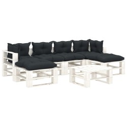 vidaXL Muebles de palets de jardín 7 pzas madera cojines antracita