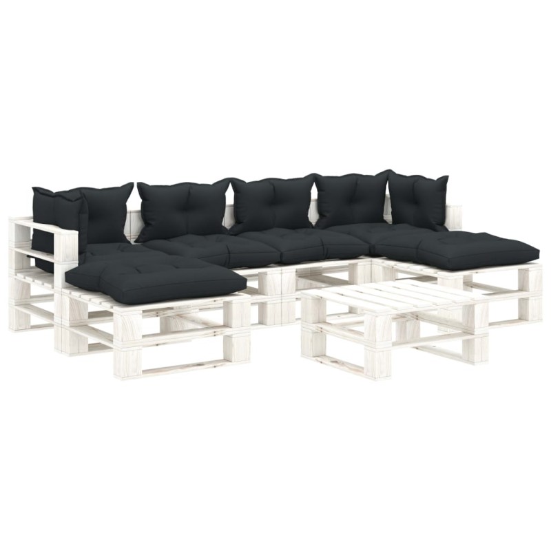 vidaXL Muebles de palets de jardín 7 pzas madera cojines antracita vidaXL Muebles de palets de jardín 7 pzas madera cojines antracita