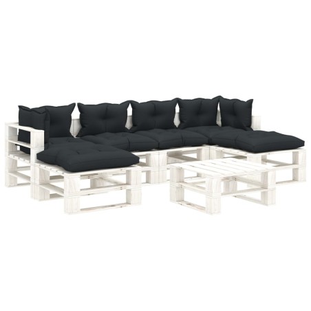 vidaXL Muebles de palets de jardín 7 pzas madera cojines antracita