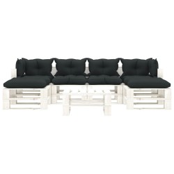 vidaXL Muebles de palets de jardín 7 pzas madera cojines antracita