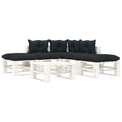 vidaXL Muebles de palets de jardín 6 pzas madera cojines antracita