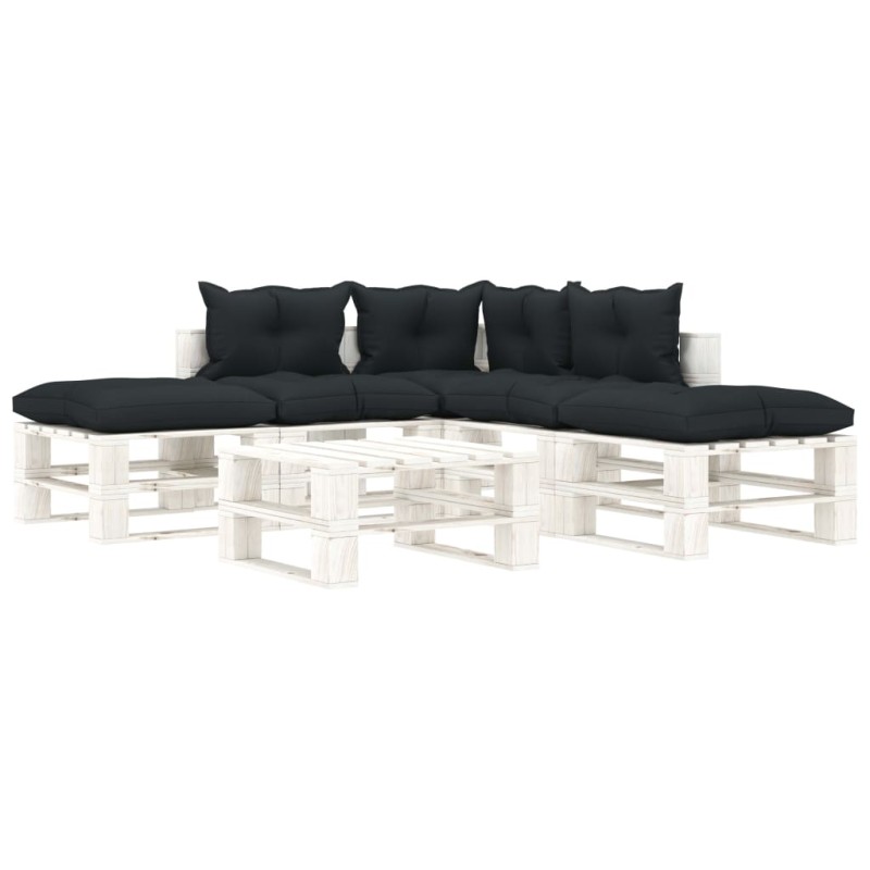 vidaXL Muebles de palets de jardín 6 pzas madera cojines antracita vidaXL Muebles de palets de jardín 6 pzas madera cojines antracita