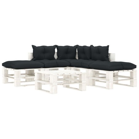 vidaXL Muebles de palets de jardín 6 pzas madera cojines antracita