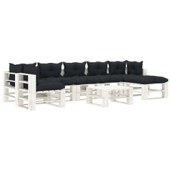 vidaXL Muebles de palets de jardín 8 pzas madera cojines antracita