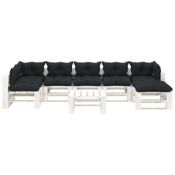 vidaXL Muebles de palets de jardín 8 pzas madera cojines antracita