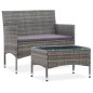 vidaXL Set muebles de jardín 2 piezas con cojín ratán sintético gris 
