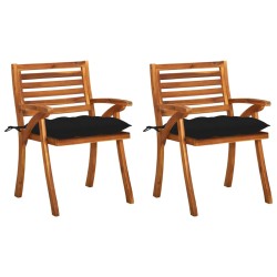 vidaXL Sillas de comedor jardín con cojines 2 uds madera maciza acacia