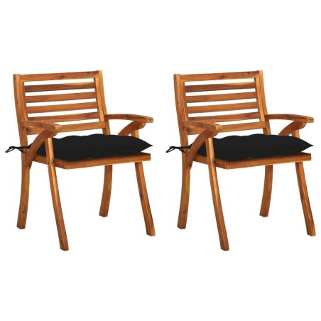 vidaXL Sillas de comedor jardín con cojines 2 uds madera maciza acacia