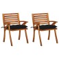 vidaXL Sillas de comedor jardín con cojines 2 uds madera maciza acacia vidaXL Sillas de comedor jardín con cojines 2 uds madera maciza acacia
