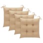 vidaXL Sillas de jardín con cojines 4 uds madera maciza de teca beige vidaXL Sillas de jardín con cojines 4 uds madera maciza de teca beige