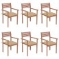 vidaXL Sillas apilables de jardín 6 uds madera de teca con cojines vidaXL Sillas apilables de jardín 6 uds madera de teca con cojines