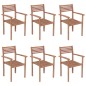 vidaXL Sillas apilables de jardín 6 uds madera de teca con cojines vidaXL Sillas apilables de jardín 6 uds madera de teca con cojines