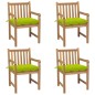 vidaXL Sillas de jardín 4 uds madera de teca y cojines verde brillante vidaXL Sillas de jardín 4 uds madera de teca y cojines verde brillante
