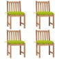 vidaXL Sillas de jardín 4 unidades madera maciza de teca con cojines vidaXL Sillas de jardín 4 unidades madera maciza de teca con cojines