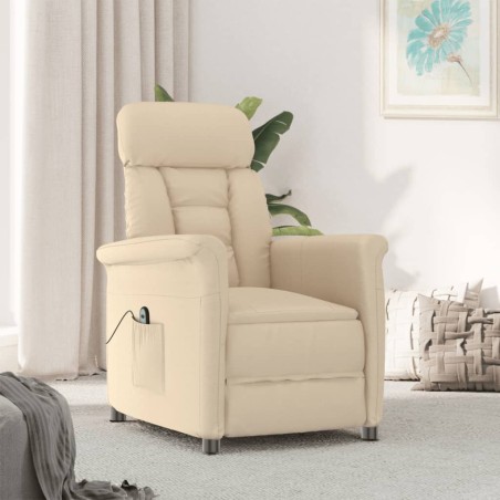 vidaXL Sillón reclinable eléctrico piel de ante sintético crema