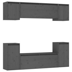 vidaXL Muebles para TV 6 piezas madera maciza de pino gris