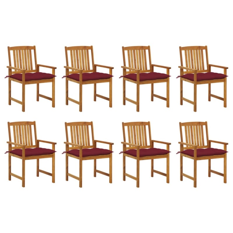 vidaXL Sillas de jardín con cojines 8 uds madera maciza de acacia vidaXL Sillas de jardín con cojines 8 uds madera maciza de acacia