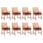vidaXL Sillas comedor de jardín y cojines 8 uds madera maciza acacia vidaXL Sillas comedor de jardín y cojines 8 uds madera maciza acacia