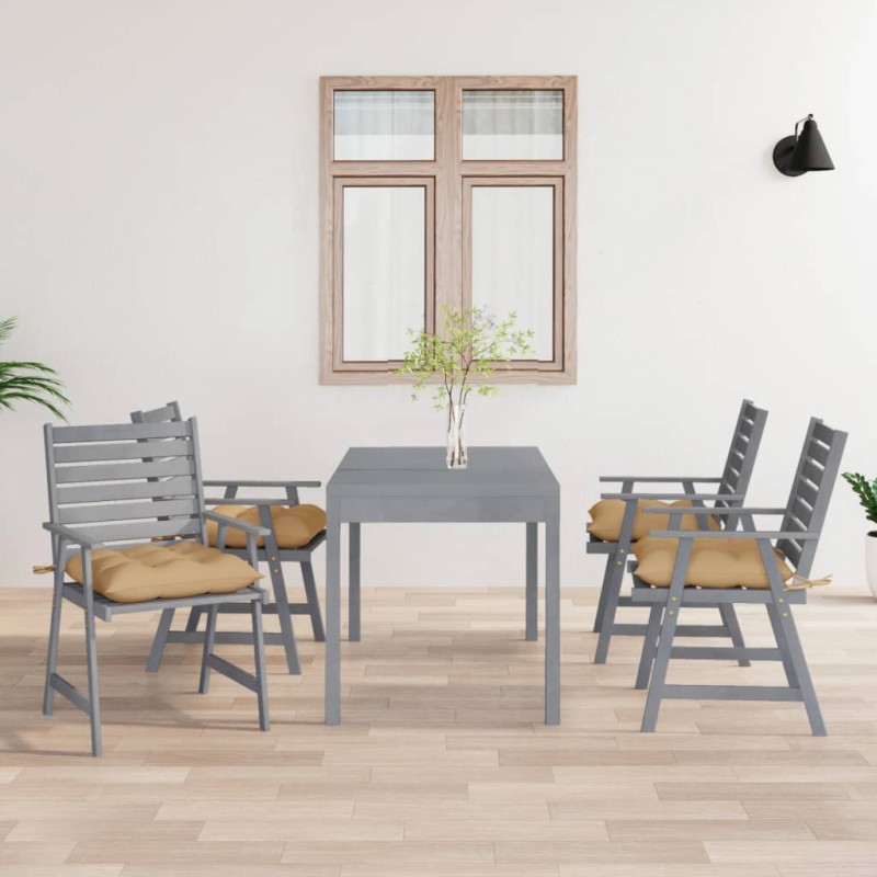 vidaXL Sillas de comedor jardín con cojines 4 uds madera maciza acacia vidaXL Sillas de comedor jardín con cojines 4 uds madera maciza acacia
